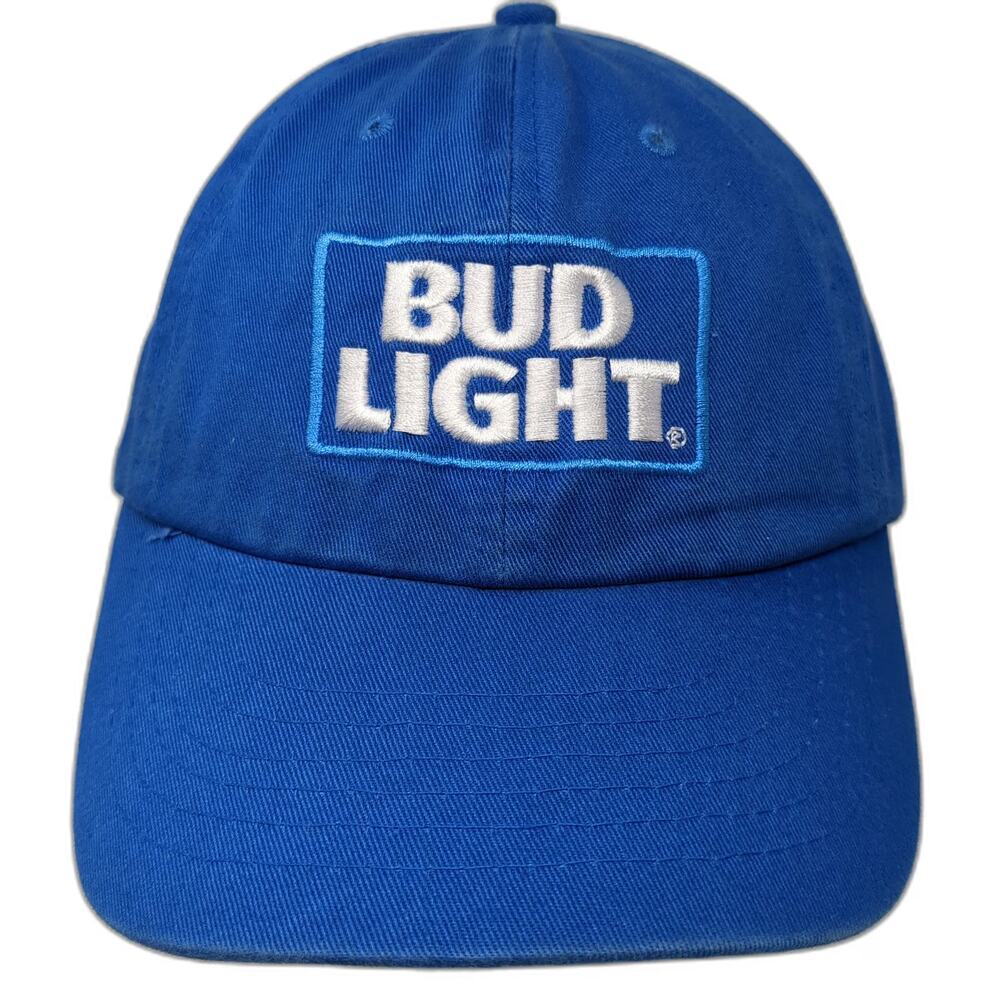 Bud Light Baseball Cap Blue One Size Adjustable Slideback Cotton Beer Logo Hat